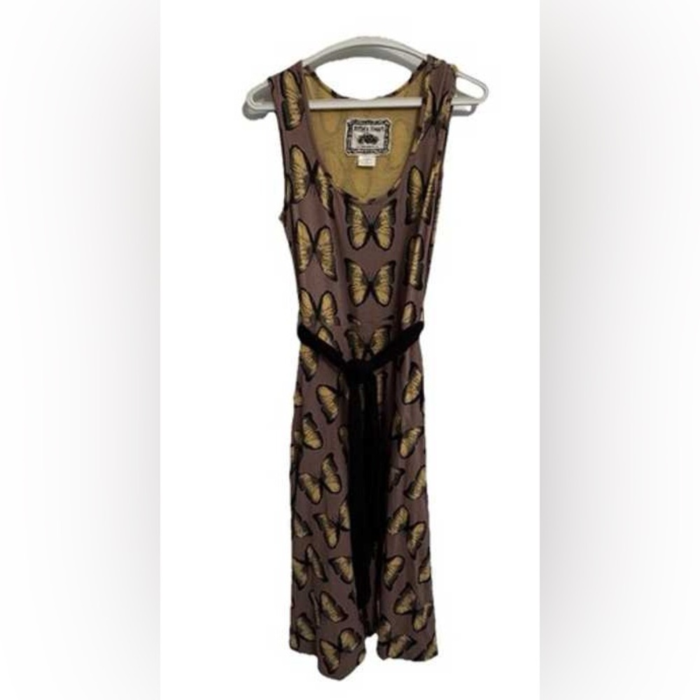 Effie's Heart Brown Maxi Dress with Yellow Butterfly Print